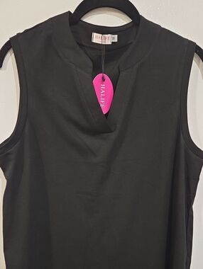 HALIFE Womens Black Tunic Sleeveless Stretch Flowy M